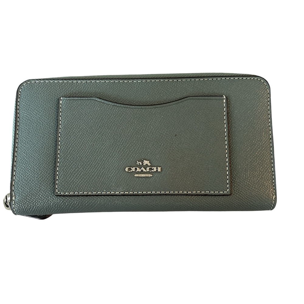 Coach F54007 Crossgrain Accordion Zip Around Leather Wallet - Blue